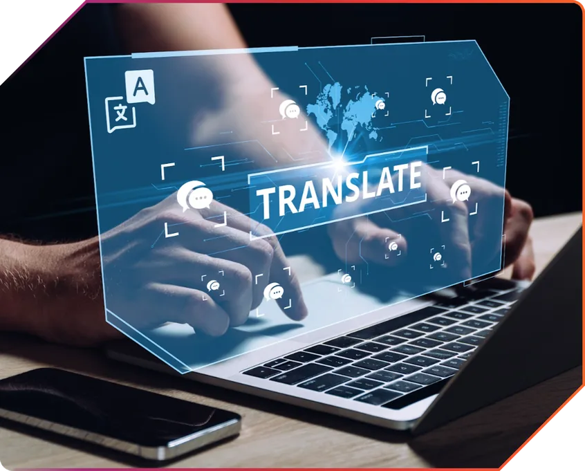 Translating a document on a laptop
